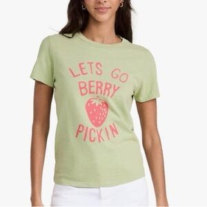 MOTHER 'Lets Go Berry Pickin' Strawberry Graphic Tee - Light Green & Pink